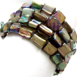 Abalone Beaded Stretch Coil Wrap Bracelet (Lots of Stretch)